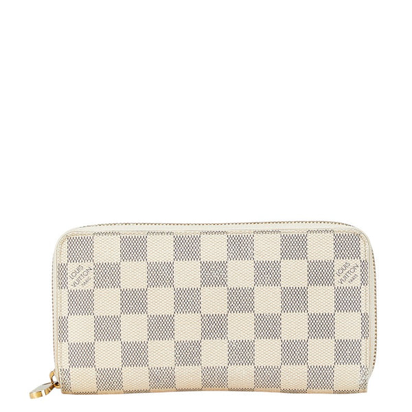 ルイ ヴィトン ダミエ アズール ジッピーウォレット ラウンドファスナー 長財布 N41660 ホワイト PVC レディース LOUIS VUITTON 【中古】