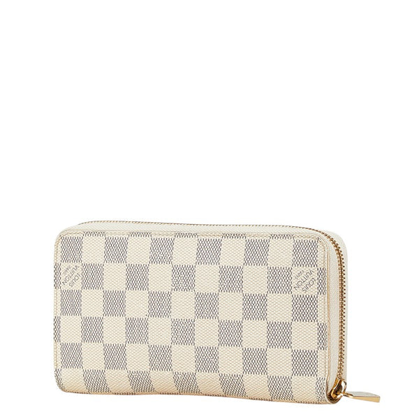 ルイ ヴィトン ダミエ アズール ジッピーウォレット ラウンドファスナー 長財布 N41660 ホワイト PVC レディース LOUIS VUITTON 【中古】