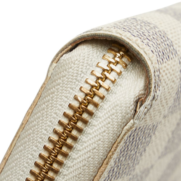 ルイ ヴィトン ダミエ アズール ジッピーウォレット ラウンドファスナー 長財布 N41660 ホワイト PVC レディース LOUIS VUITTON 【中古】