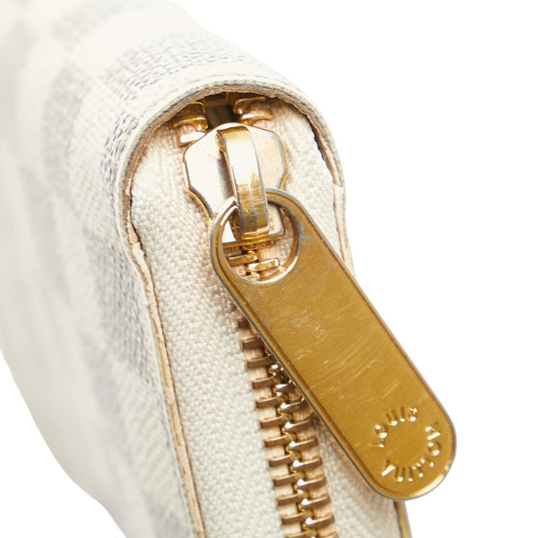 ルイ ヴィトン ダミエ アズール ジッピーウォレット ラウンドファスナー 長財布 N41660 ホワイト PVC レディース LOUIS VUITTON 【中古】