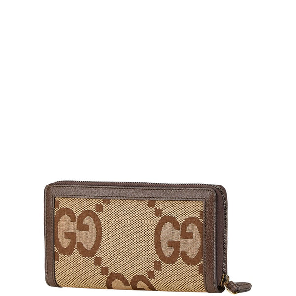 グッチ ジャンボGG ダイアナ バンブー ラウンドファスナー 長財布 658634 ベージュ ブラウン キャンバス レザー レディース GUCCI 【中古】