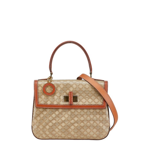 セリーヌ マカダム ハンドバッグ ショルダーバッグ 2WAY ベージュ ブラウン PVC レザー レディース CELINE 【中古】