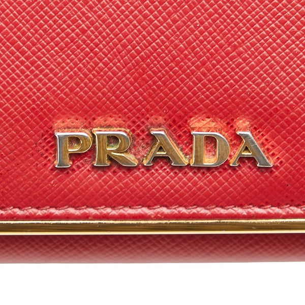 プラダ サフィアーノ 長財布 1MH132 レッド レザー レディース PRADA 【中古】