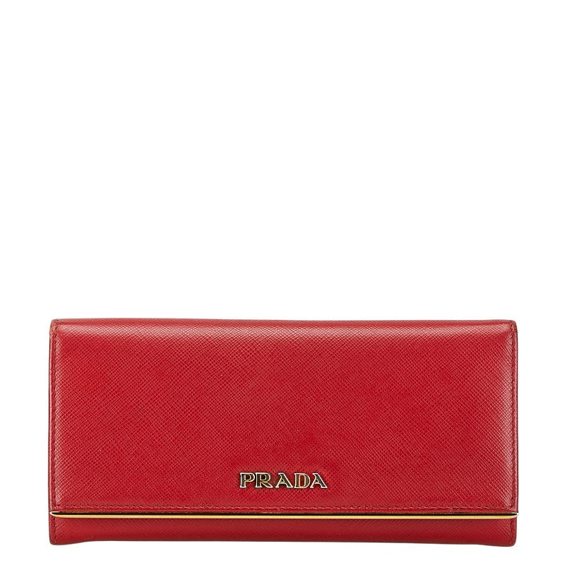 プラダ サフィアーノ 長財布 1MH132 レッド レザー レディース PRADA 【中古】