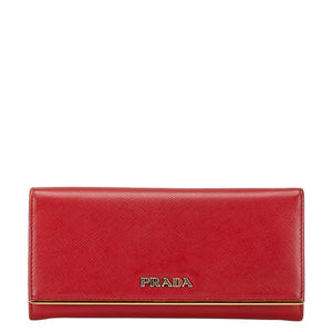 プラダ サフィアーノ 長財布 1MH132 レッド レザー レディース PRADA 【中古】