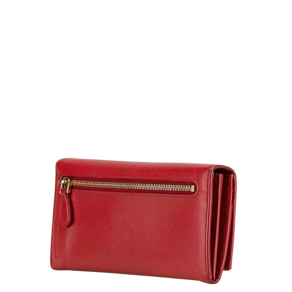 プラダ サフィアーノ 長財布 1MH132 レッド レザー レディース PRADA 【中古】