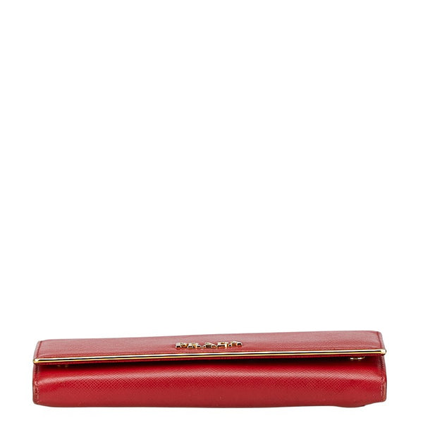 プラダ サフィアーノ 長財布 1MH132 レッド レザー レディース PRADA 【中古】