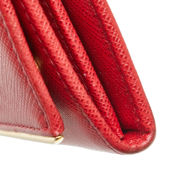 プラダ サフィアーノ 長財布 1MH132 レッド レザー レディース PRADA 【中古】
