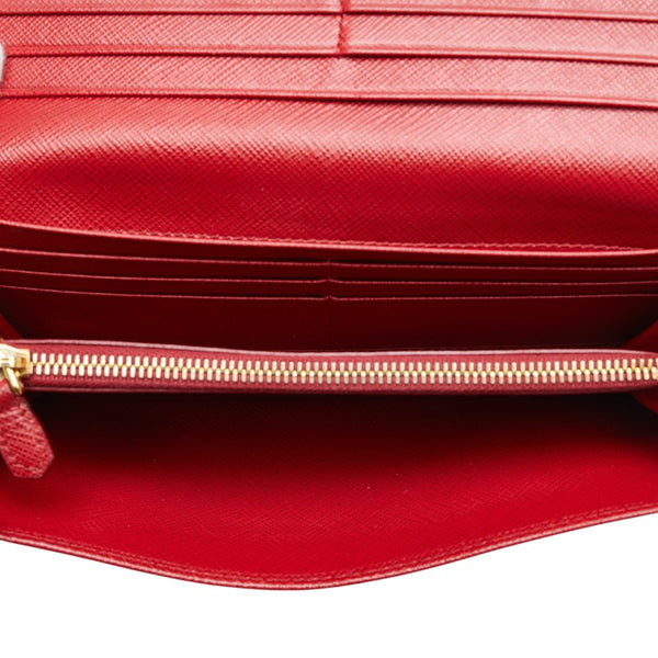 プラダ サフィアーノ 長財布 1MH132 レッド レザー レディース PRADA 【中古】