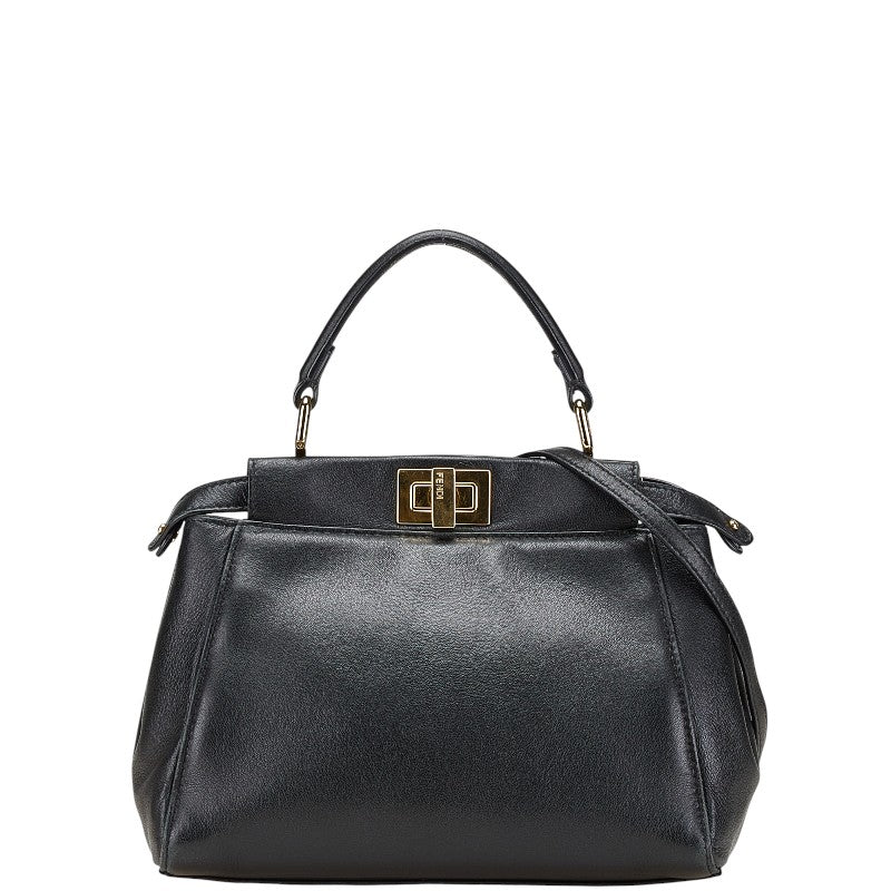 フェンディ ミニピーカブー ハンドバッグ ショルダーバッグ 2WAY 8BN244 ブラック レザー レディース FENDI 【中古】