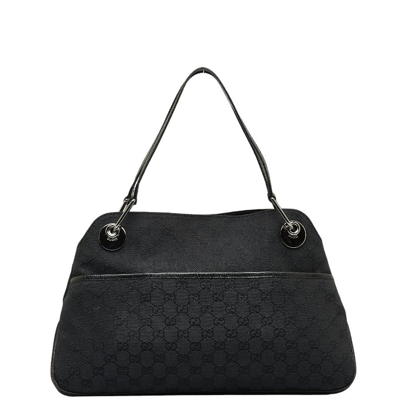 グッチ GGキャンバス ハンドバッグ トートバッグ 121023 ブラック キャンバス レザー レディース GUCCI 【中古】
