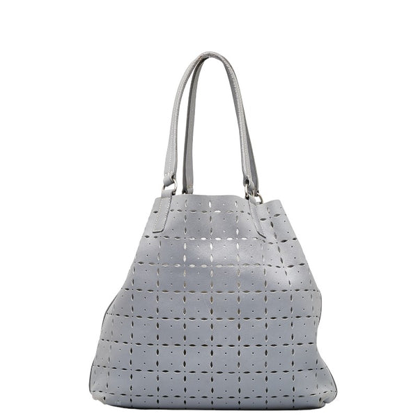 ミュウ ミュウ パンチング トートバッグ ライトブルー レザー レディース Miu Miu 【中古】