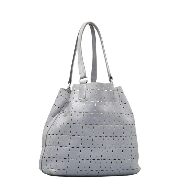 ミュウ ミュウ パンチング トートバッグ ライトブルー レザー レディース Miu Miu 【中古】