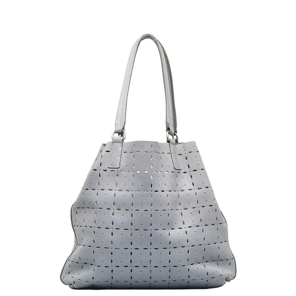 ミュウ ミュウ パンチング トートバッグ ライトブルー レザー レディース Miu Miu 【中古】