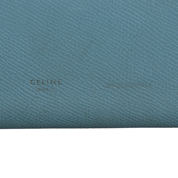 セリーヌ ロゴ 二つ折り財布 ブルー ブラウン レザー レディース CELINE 【中古】