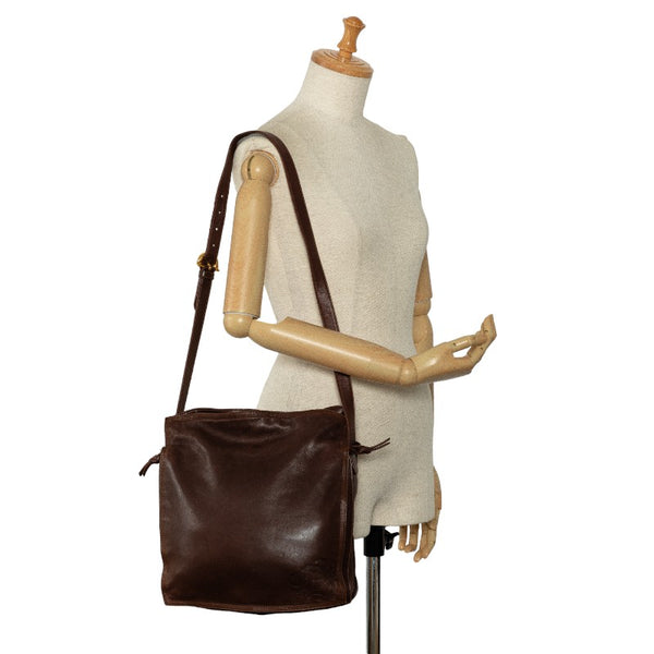 ロエベ アナグラム 斜め掛け ショルダーバッグ ブラウン レザー レディース LOEWE 【中古】
