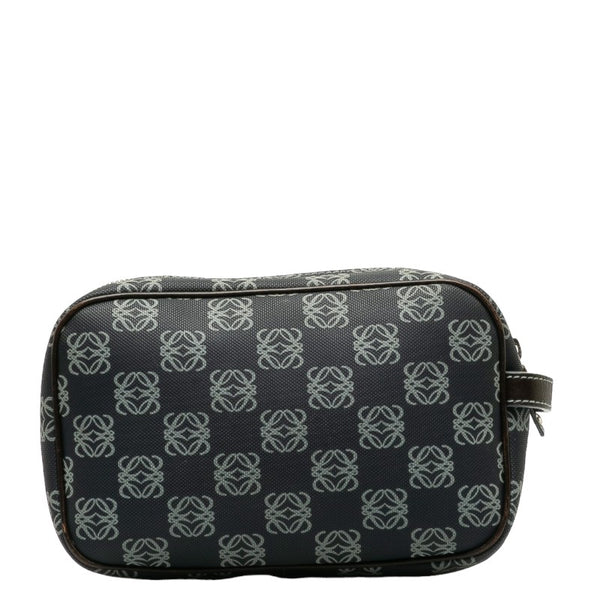 ロエベ アナグラム ポーチ ネイビー ブラウン PVC レザー レディース LOEWE 【中古】
