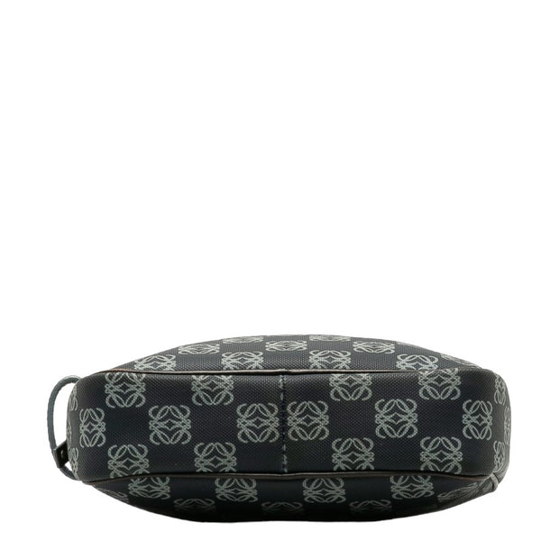ロエベ アナグラム ポーチ ネイビー ブラウン PVC レザー レディース LOEWE 【中古】