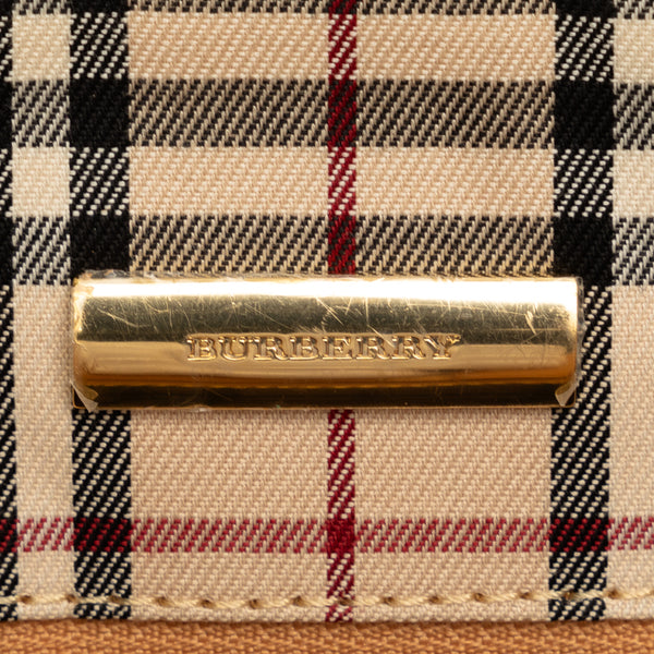 バーバリー ノバチェック ロゴ型押し ゴールド金具 ワンショルダーバッグ ベージュ レザー レディース BURBERRY 【中古】