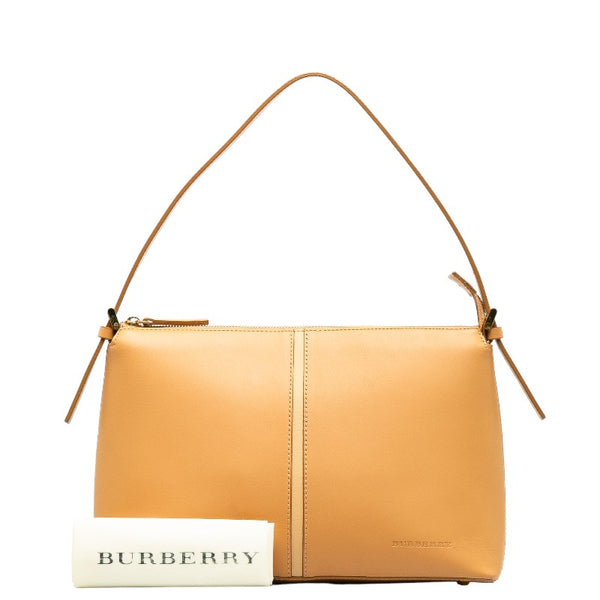 バーバリー ノバチェック ロゴ型押し ゴールド金具 ワンショルダーバッグ ベージュ レザー レディース BURBERRY 【中古】