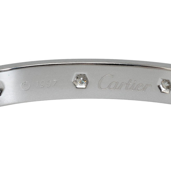 カルティエ ラブブレス 10P フルダイヤ LOVE ブレスレット バングル #17 K18WG ホワイトゴールド レディース CARTIER 【中古】