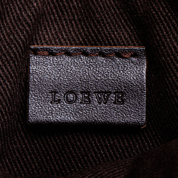 ロエベ アナグラム 総柄 ポーチ ブラック オレンジ PVC レザー レディース LOEWE 【中古】