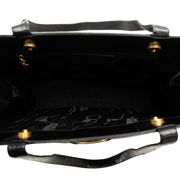 サルヴァトーレフェラガモ ヴァラ リボン クロコ型押し トートバッグ AU-21 2530 ブラック レザー レディース Salvatore Ferragamo 【中古】