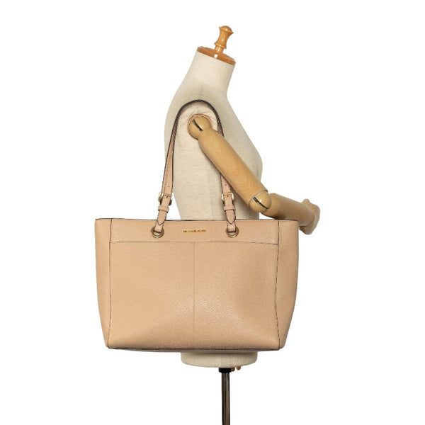 マイケルコース ジェットセットトラベル ロゴ ショルダーバッグ トートバッグ ベージュ レザー レディース Michael Kors 【中古】