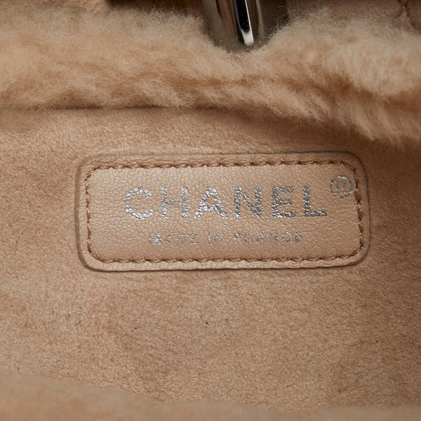 シャネル マトラッセ ロゴ金具 ボア チェーン ショルダーバッグ ベージュ スエード レディース CHANEL 【中古】