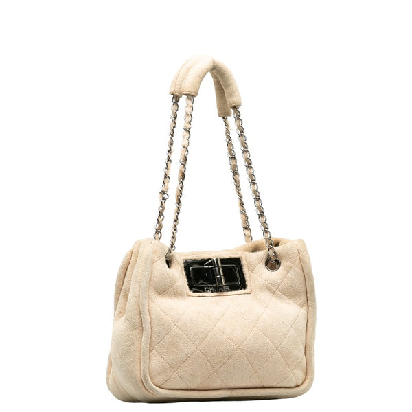 シャネル マトラッセ ロゴ金具 ボア チェーン ショルダーバッグ ベージュ スエード レディース CHANEL 【中古】