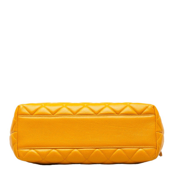 シャネル マトラッセ ゴールド金具 チェーン ショルダーバッグ トートバッグ オレンジ キャビアスキン レディース CHANEL 【中古】