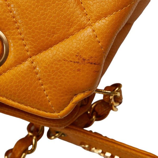 シャネル マトラッセ ゴールド金具 チェーン ショルダーバッグ トートバッグ オレンジ キャビアスキン レディース CHANEL 【中古】
