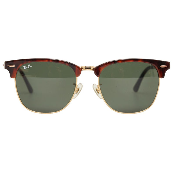 レイバン CLUBMASTER クラブマスター ウェリントン サングラス RB3016F ブラウン グリーン プラスチック メンズ Ray-Ban 【中古】