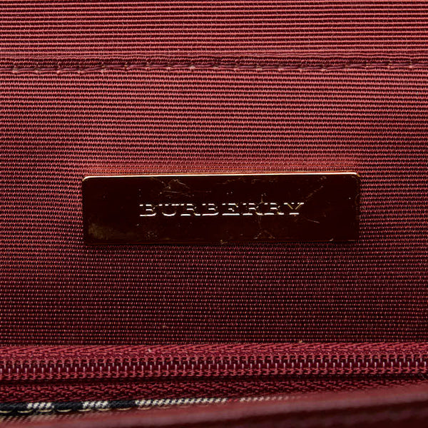 バーバリー ノバチェック ハンドバッグ トートバッグ レッド レザー レディース BURBERRY 【中古】