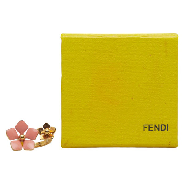 フェンディ フラワー ブロッサム リング 指輪 MV4614 ゴールド ピンク メッキ レディース FENDI 【中古】