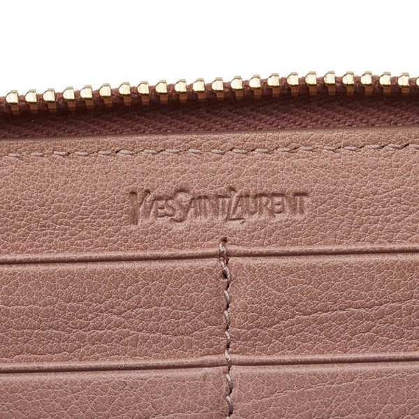 サンローラン ミューズ ラウンドファスナー 長財布 164570 ピンク レザー レディース SAINT LAURENT 【中古】