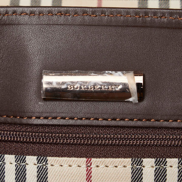 バーバリー ノバチェック ワンショルダーバッグ ブラウン レザー レディース BURBERRY 【中古】