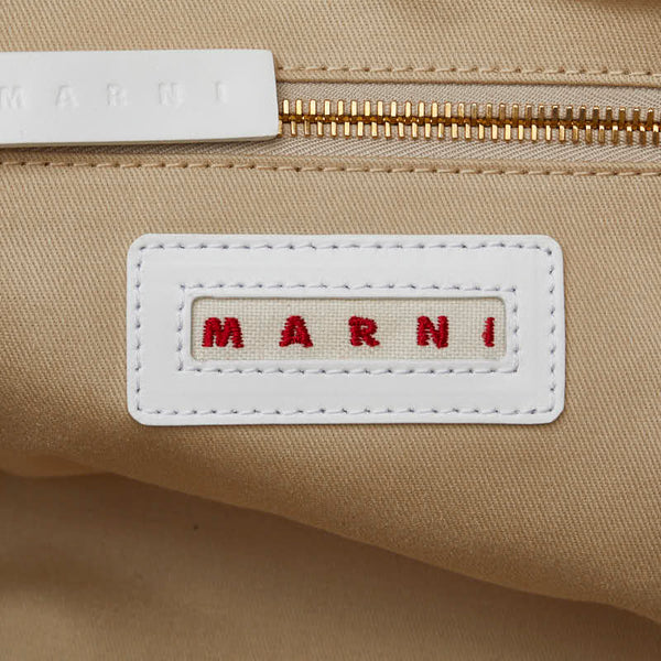 マルニ トロピカリア スモール ハンドバッグ ショルダーバッグ 2WAY ホワイト ベージュ ラフィア レザー レディース MARNI 【中古】