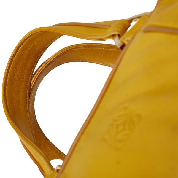 ロエベ アナグラム ミニハンドバッグ イエロー レザー レディース LOEWE 【中古】