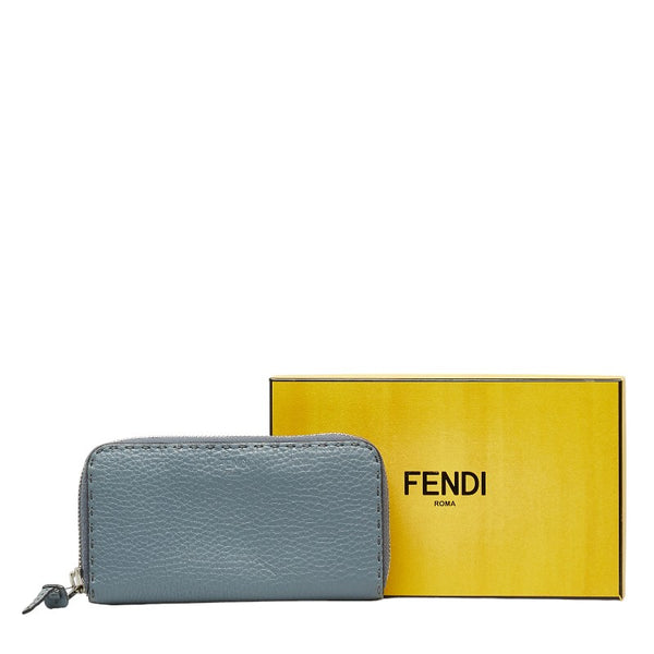 フェンディ セレリア ラウンドファスナー 長財布 8M0374 ブルー グレー レザー レディース FENDI 【中古】