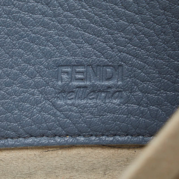 フェンディ セレリア ラウンドファスナー 長財布 8M0374 ブルー グレー レザー レディース FENDI 【中古】
