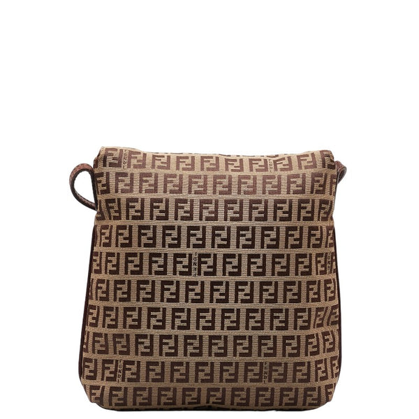 フェンディ ズッキーノ 斜め掛け ショルダーバッグ 8BT075 ベージュ ブラウン キャンバス レザー レディース FENDI 【中古】