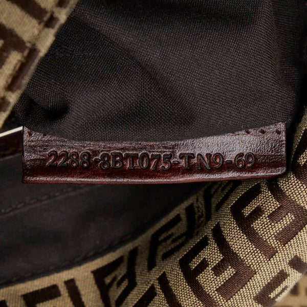 フェンディ ズッキーノ 斜め掛け ショルダーバッグ 8BT075 ベージュ ブラウン キャンバス レザー レディース FENDI 【中古】