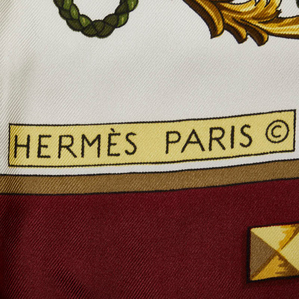 エルメス カレ90 LES CLES THE KEYS RARE 鍵柄 スカーフ レッド マルチカラー シルク レディース HERMES 【中古】