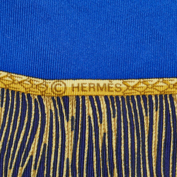 エルメス カレ90 Poste et Cavalerie サーベル飾袋 スカーフ ネイビー マルチカラー シルク レディース HERMES 【中古】