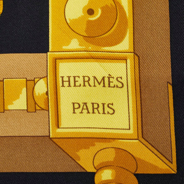 エルメス カレ90 CUILLERS D'AFRIQUE アフリカのスプーン スカーフ ブラック マルチカラー シルク レディース HERMES 【中古】