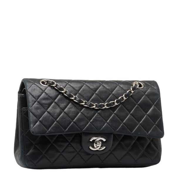 シャネル マトラッセ25 ココマーク ダブルフラップ チェーン ショルダーバッグ ブラック レザー レディース CHANEL 【中古】