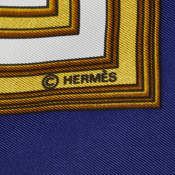 エルメス カレ90 LES TUILERIES チュルリー公園 スカーフ ネイビー ホワイト シルク レディース HERMES 【中古】