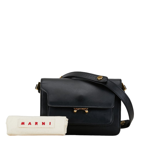 マルニ トランク 斜め掛け ショルダーバッグ ブラック ゴールド レザー レディース MARNI 【中古】