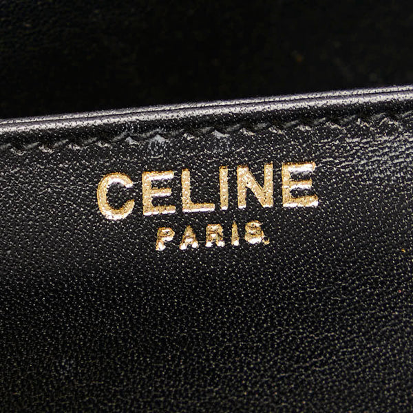 セリーヌ ロゴ金具 斜め掛け ショルダーバッグ ブラック ゴールド レザー レディース CELINE 【中古】